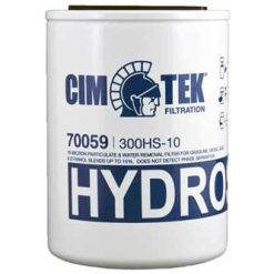 70059 | CIMTEK 300HS-10 HYDROSORB FILTER..1"-12 THREAD (3/4" FLOW)..3-3/4" DIAMETER x 5-1/2" LENGTH..FLOW-RATE 25 GPM; WATER & PARTICULATE FILTER 10 MICRON..