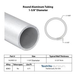 ART633000125 | 3" X .125" ALUMINUM 6063-T5 ROUND TUBE