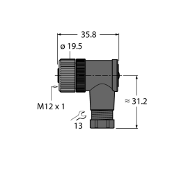B8241-0 | B8241-0 - CONNECTOR, EUROFAST, FIELD WIREABLE; 4-PIN, SCREW TERMINATION, RA FEMALE; 90