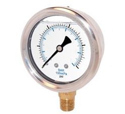 GTP-1174 | LIQUID FILLED GAUGE, 1-1/2”  (0-30” – 100 PSI)