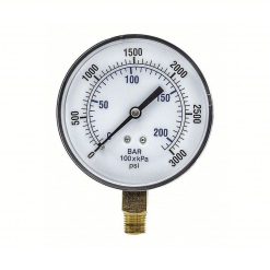 GTP-2956D | PRESSURE GAUGE, 3-1/2” FACE, 300 PSI, S/S STEM MOUNTED..