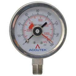 GTP-5876 | 2.5" FACE, S/S, 0-160 PSI, ¼” STEM MOUNTED ..