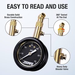 Alternative view of GTP-686A | 2" PRESSURE GAUGE, 0-60 PSI, Brass, stem connection ..