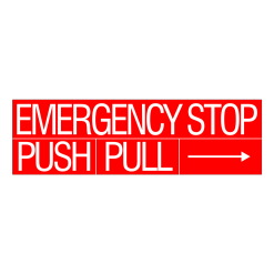 GTP-834-29 | DECAL, EMERGENCY STOP PUSH/PULL..