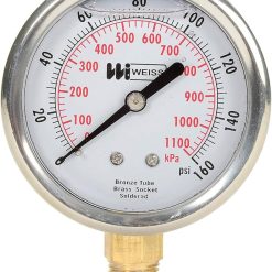 H20952PE | 4" FACE 1/2" BOTTOM CONNECTION 0-160 SS LIQUID FILLED PSI GAUGE