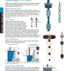 LF-3-SS-140 | THREE POINT FLOAT SENSOR UP TO 180" WITH STAINLESS STEEL STEM AND FLOATS, 2" NPT, 120" PVC JACKETED CABLE, 50 VA SPST SWS.