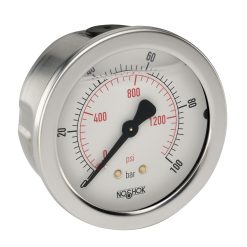 40-510-100-psi-1/4-SSBU | 4" NOSHOK fluid filled / panel mount gauge 0-100 PSI